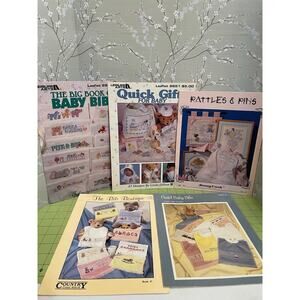 Vintage Embroidery Counted Cross Stitch Pattern Leaflet Book Lot Of 5 Baby Gifts